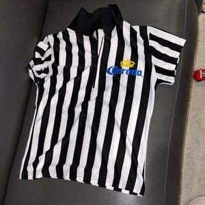 Corona Polo referee top with Black and White Stripes